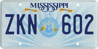 MS license plate ZKN602