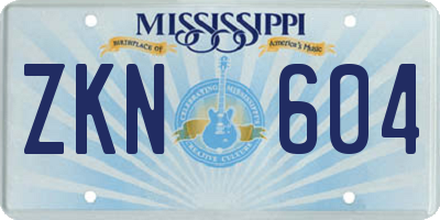 MS license plate ZKN604