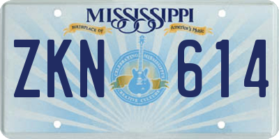 MS license plate ZKN614