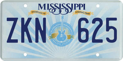 MS license plate ZKN625