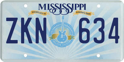 MS license plate ZKN634