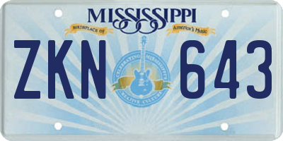 MS license plate ZKN643