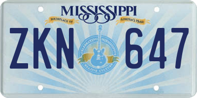MS license plate ZKN647