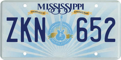 MS license plate ZKN652