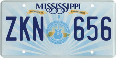 MS license plate ZKN656