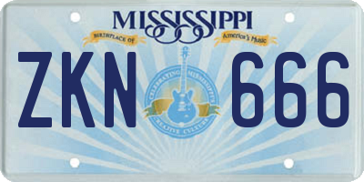 MS license plate ZKN666