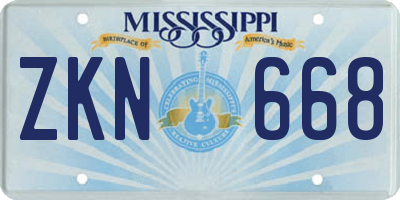 MS license plate ZKN668