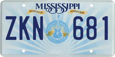MS license plate ZKN681