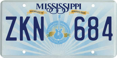 MS license plate ZKN684