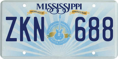 MS license plate ZKN688