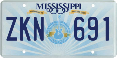 MS license plate ZKN691