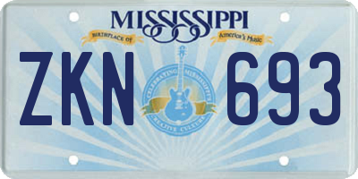 MS license plate ZKN693