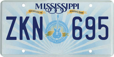 MS license plate ZKN695