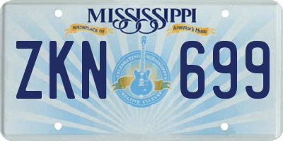 MS license plate ZKN699