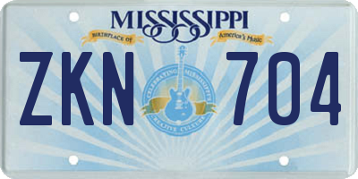 MS license plate ZKN704