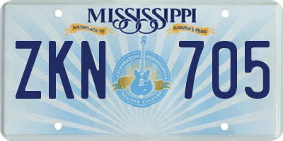 MS license plate ZKN705