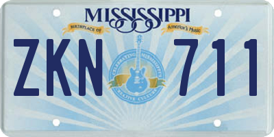 MS license plate ZKN711