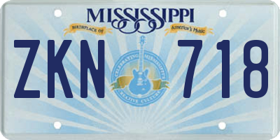 MS license plate ZKN718