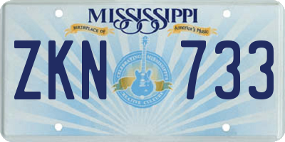 MS license plate ZKN733