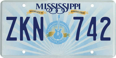 MS license plate ZKN742