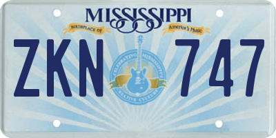 MS license plate ZKN747