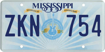 MS license plate ZKN754