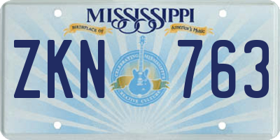 MS license plate ZKN763