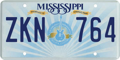 MS license plate ZKN764