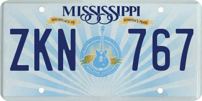 MS license plate ZKN767