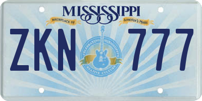 MS license plate ZKN777