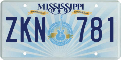 MS license plate ZKN781