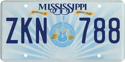 MS license plate ZKN788