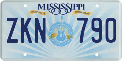 MS license plate ZKN790
