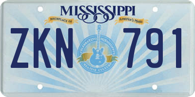 MS license plate ZKN791