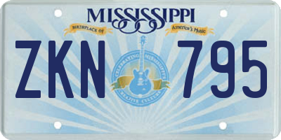 MS license plate ZKN795