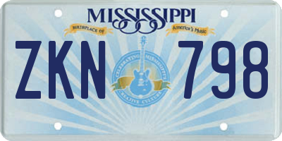 MS license plate ZKN798
