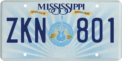 MS license plate ZKN801