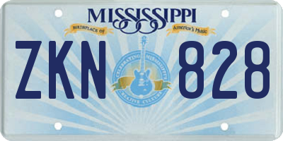 MS license plate ZKN828