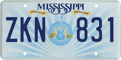 MS license plate ZKN831