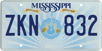 MS license plate ZKN832