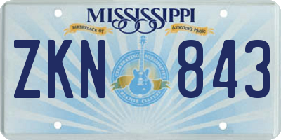 MS license plate ZKN843