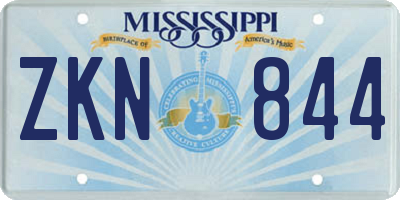 MS license plate ZKN844
