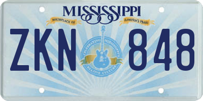 MS license plate ZKN848