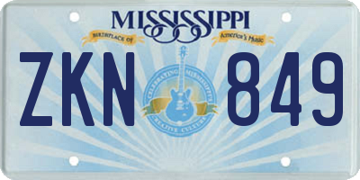 MS license plate ZKN849