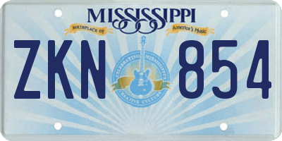 MS license plate ZKN854