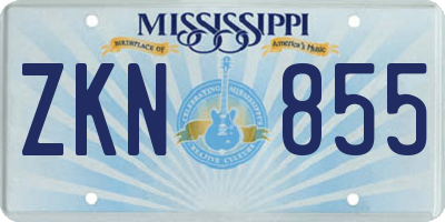 MS license plate ZKN855