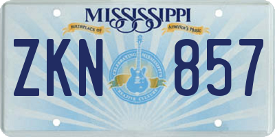 MS license plate ZKN857