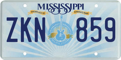 MS license plate ZKN859