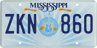 MS license plate ZKN860