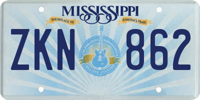 MS license plate ZKN862